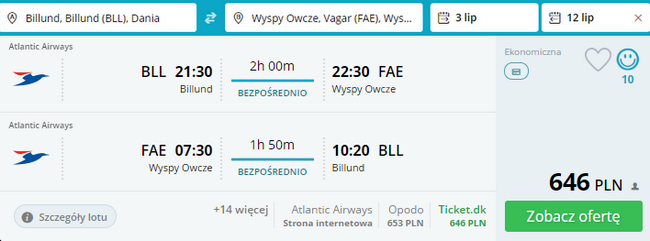 rezerwacja lotów z billund na wyspy owcze