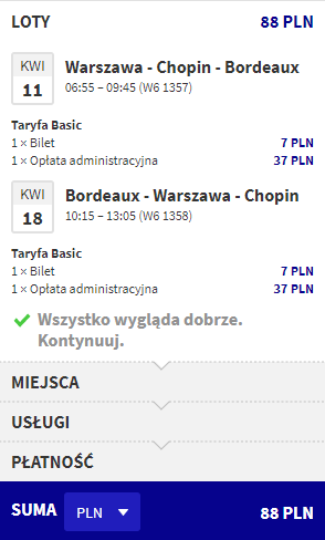 rezerwacja lotów z warszawy do bordeaux