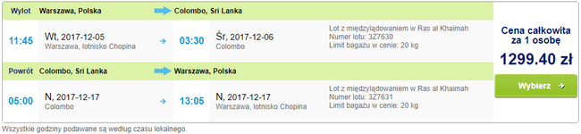 czarter na Sri Lankę