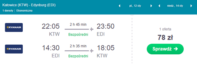 rezerwacja biletu do Edynburga