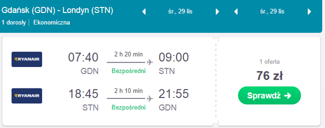 rezerwacja lotów z gdańska do londynu