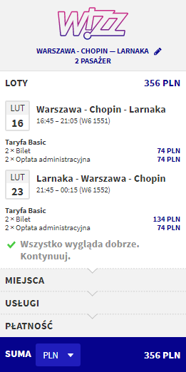 loty z Warszawy do Larnaki
