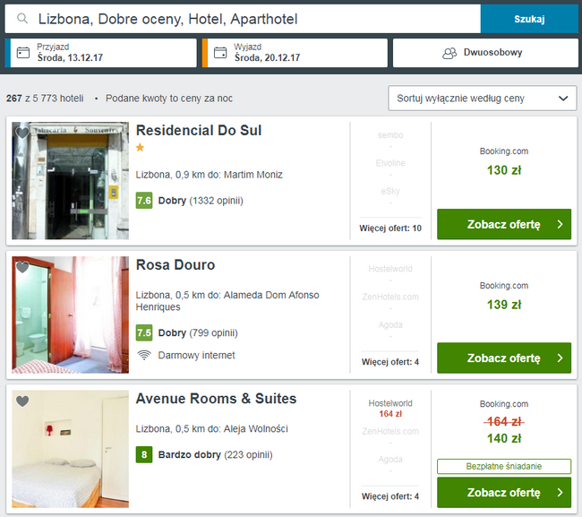 Lizbona przykładowe oferty