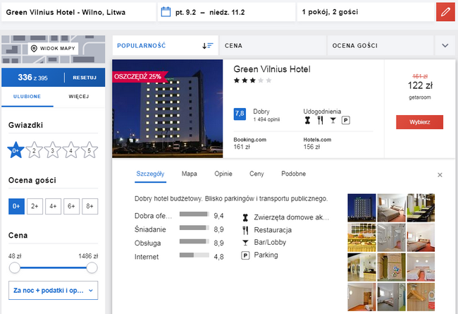 noclegi w 3* Green Vilnius Hotel