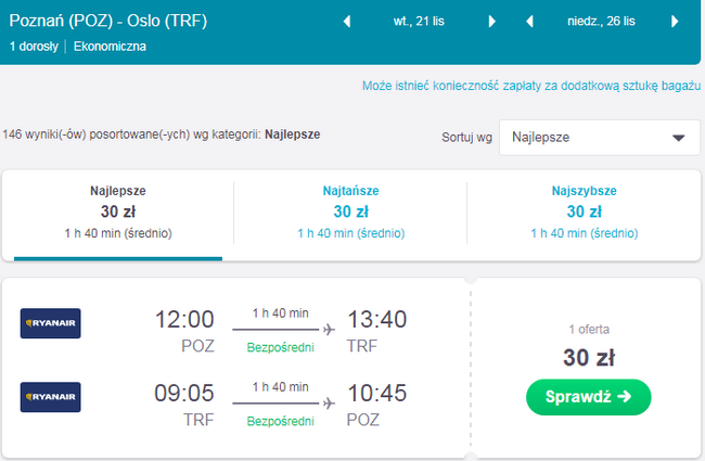tanie loty do Oslo