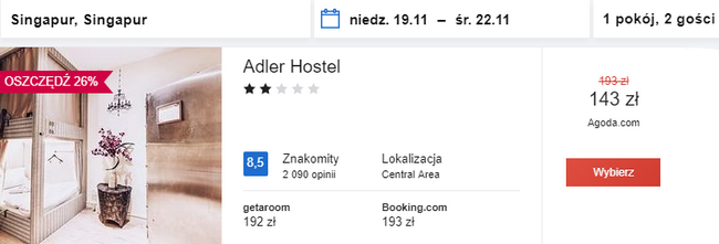 noclegi w Singapurze