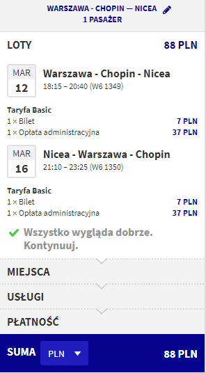 rezerwacja lotów z warszawy do nicei