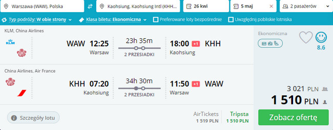 rezerwacja lotów na Tajwan