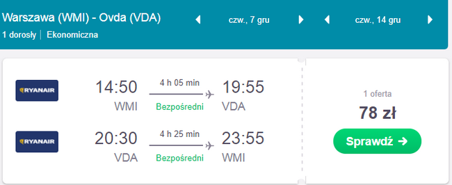 loty z warszawy do ejlatu