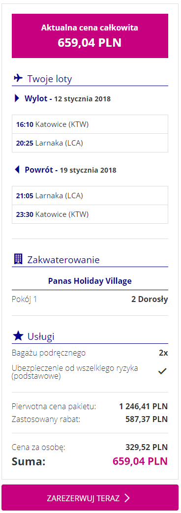 wizztours rezerwacja larnaka