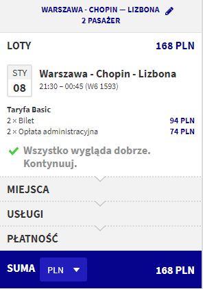 rezerwacja lotów z warszawy do lizbony
