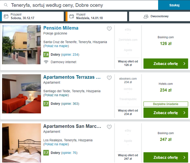 rezerwacja noclegów na Teneryfie