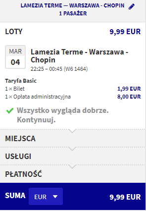 rezerwacja lotów z lamezii do warszawy