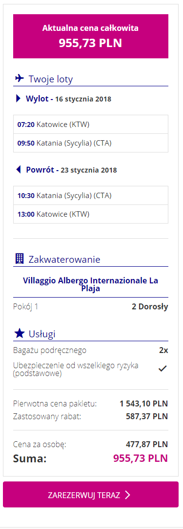 wizztours katania rezerwacja