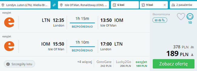 rezerwacja lotów z londynu na wyspę man