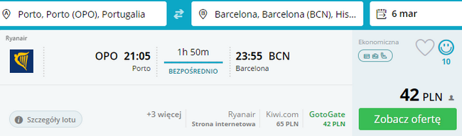 rezerwacja lotów z porto do barcelony