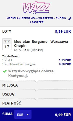 rezerwacja lotu z Bergamo do Warszawy