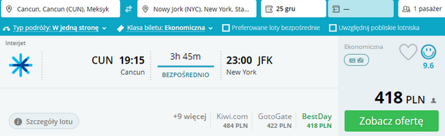 rezerwacja biletu do Nowego Jorku