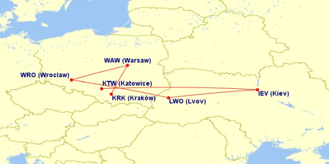 Mapa połączeń lotniczych