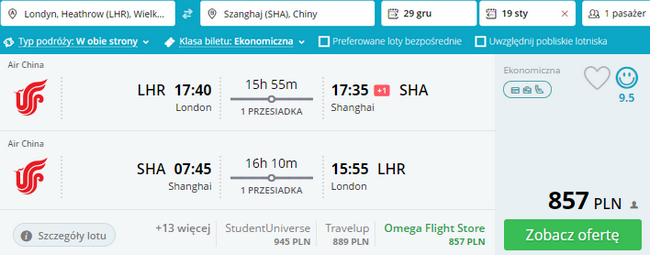 rezerwacja lotów do Szanghaju