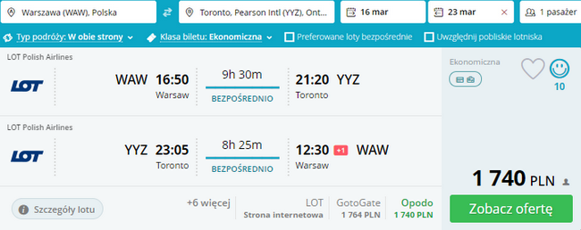 rezerwacja lotów do Kanady