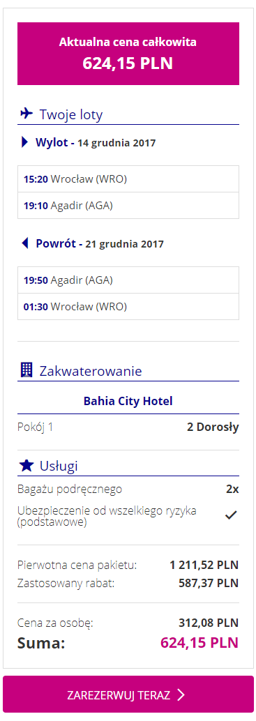 wizztours rezerwacja agadir