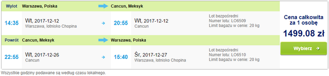 lot czarterowy do Meksyku