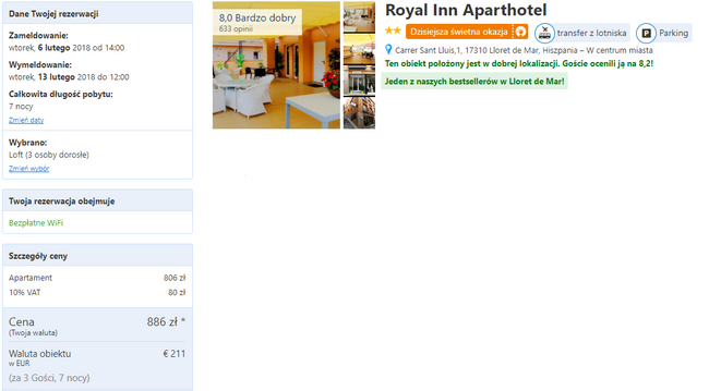 rezerwacja noclegu w Lloret de MAr