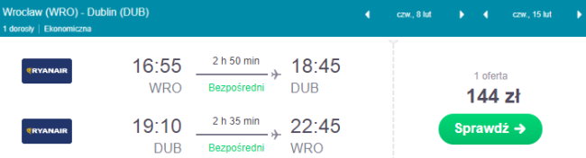 wrocław dublin loty
