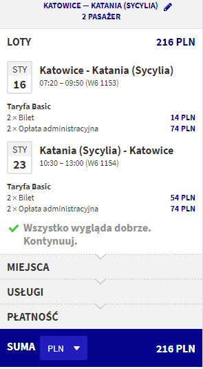 rezerwacja lotów z katowic do katanii