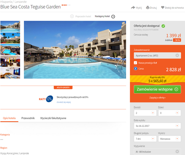 rezerwacja wczasów na Lanzarote