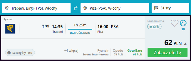 rezerwacja lotów do pizy