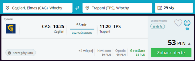 rezerwacja lotów do trapani