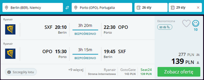 rezerwacja lotów do porto