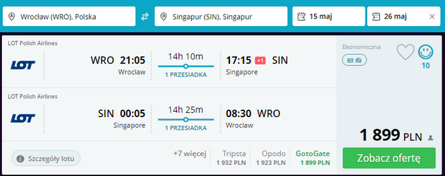 rezerwacja lotów do singapuru z wrocławia
