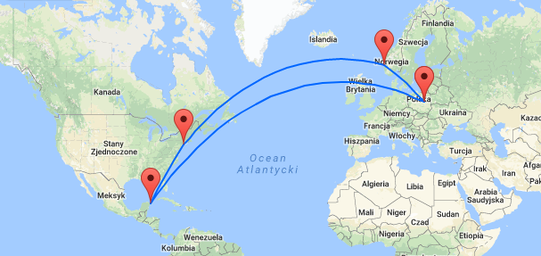 mapa przelotów