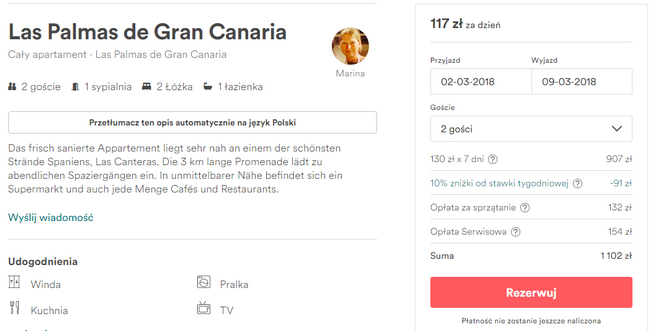 rezerwacja noclegu w las palmas