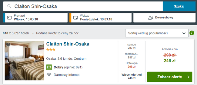 rezerwacja noclegu w Osace