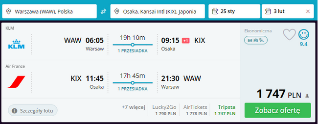 rezerwacja lotów do osaki