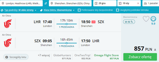 rezerwacja lotów do Shenzhen