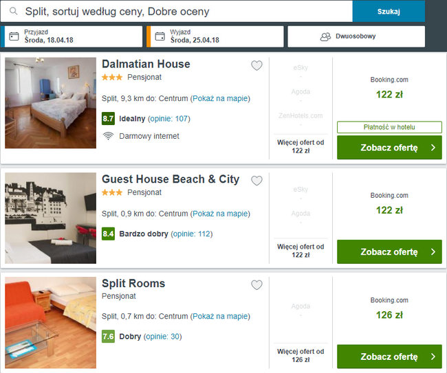 rezerwacja noclegów w Splicie