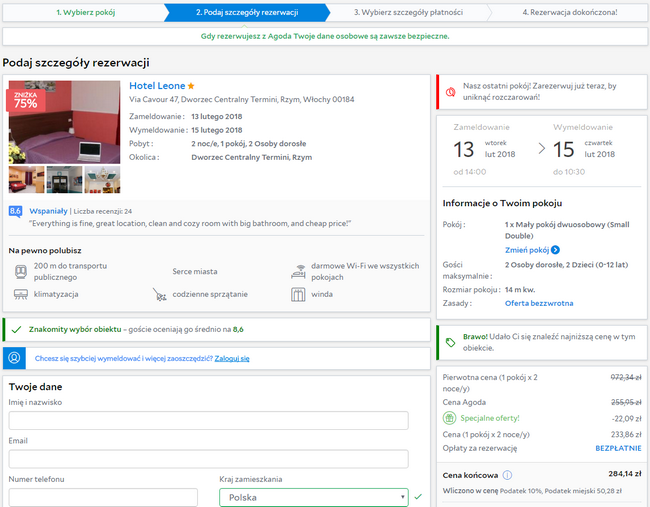 rezerwacja noclegu w rzymie