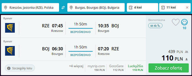rezerwacja lotów do bułgarii