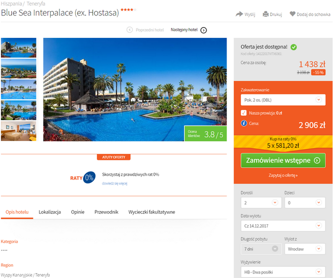 rezerwacja wczasów na Teneryfie