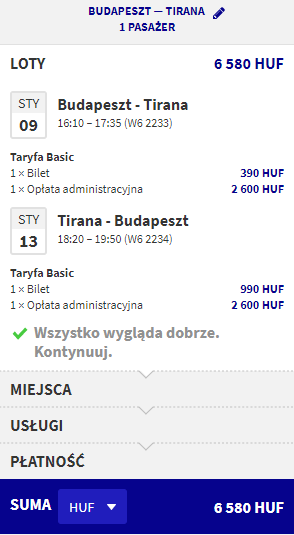 rezerwacja lotów z budapesztu do tirany