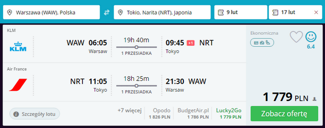 rezerwacja lotów do tokio
