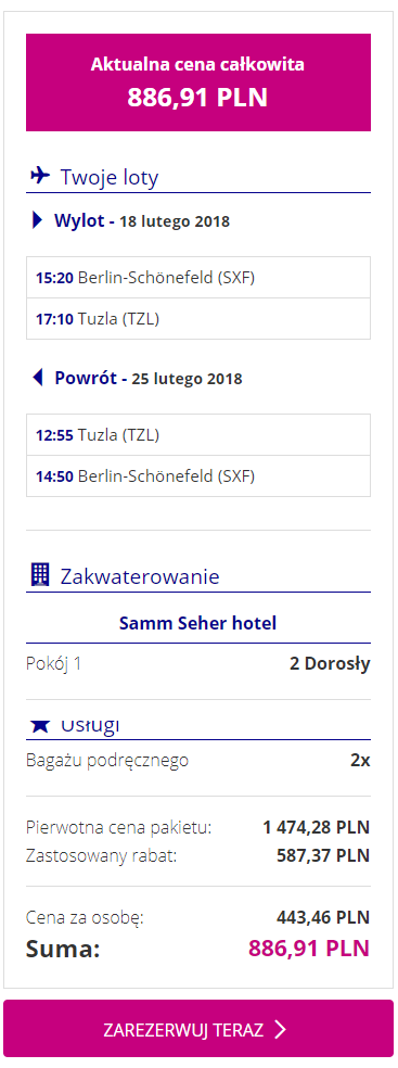 wizztours rezerwacja tuzla