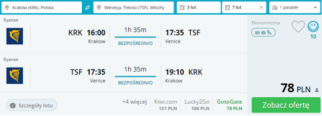 Wenecja loty karnawał