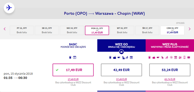 z porto do warszawy bilet lotniczy