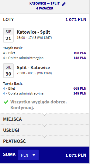 rezerwacja lotów z katowic do splitu